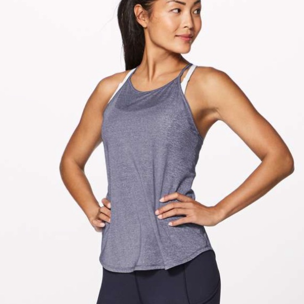 Lululemon Fast as Light Tank in a Heathered Blue Color